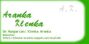 aranka klenka business card